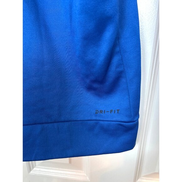 Nike Blue Hoodie Men's L DriFit Pullover Sweatshirt White Swoosh Logo Athleisure - Picture 6 of 12